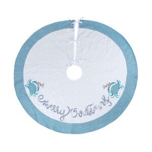HGTV Home Collection Unlit Embroidered Coastal Christmas Tree Skirt White, 52 in